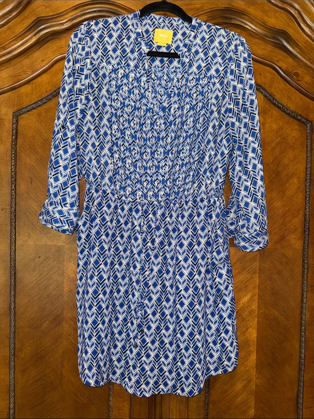Maeve Blue Geometric Midi Dress